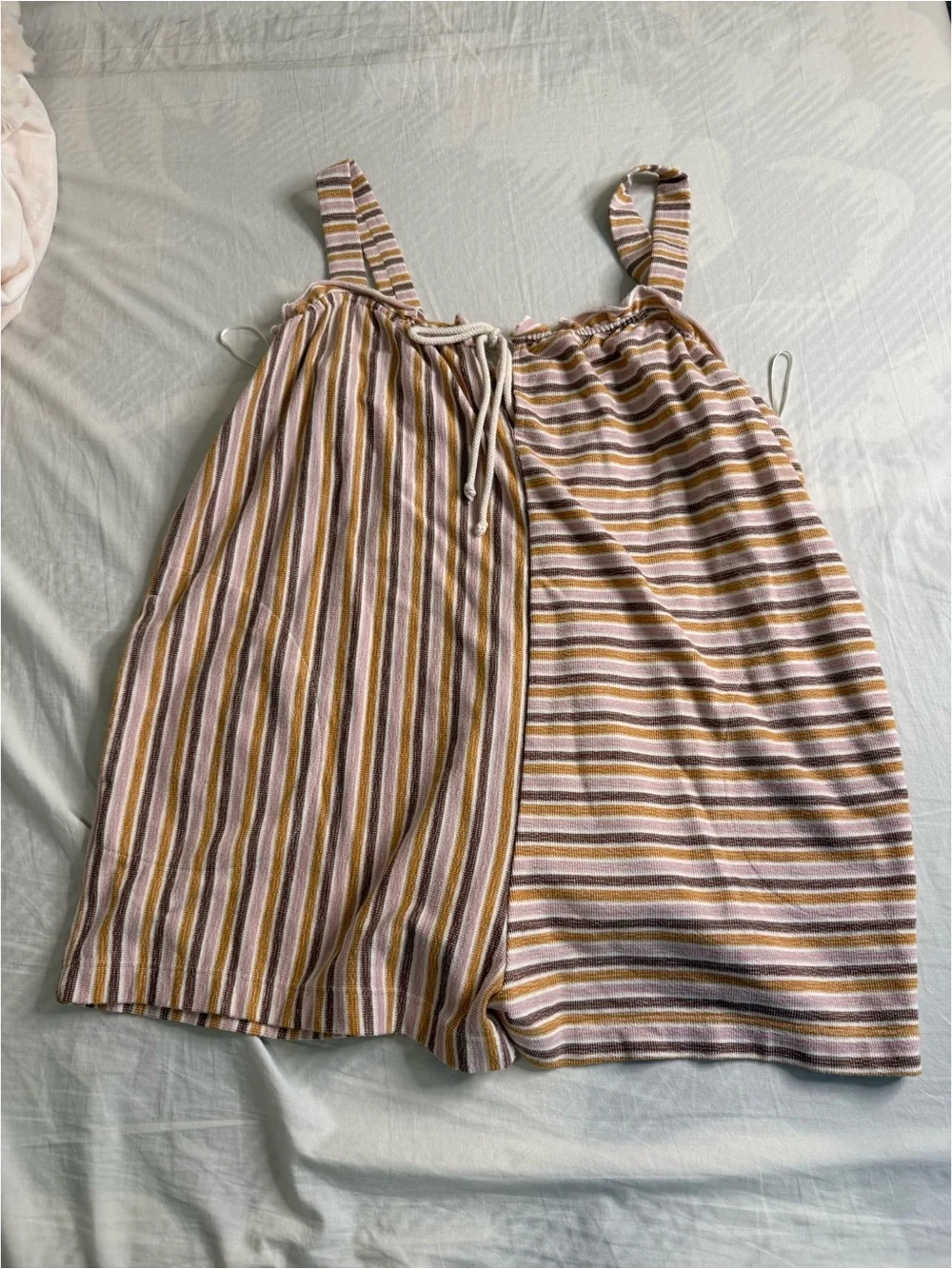 Striped Sleeveless romper in Beige and Mauve